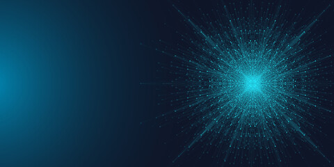 Wall Mural - quantum computer technology banner design template concept, gravitational wave. deep learning artifi