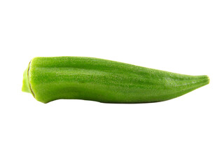 Fresh okra on white background.Organic vegetable can be eaten cooked.It has high vitamin and health benefit.