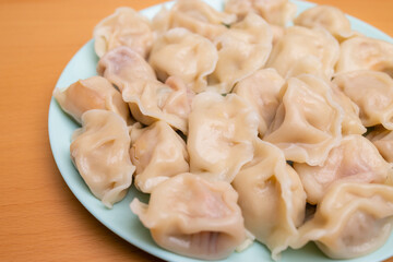 Wall Mural - Boiled chinese meat dumpling on plate