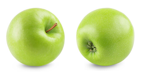 Wall Mural - apple isolated. ripe green apple in different angles on a white background. fresh fruits.