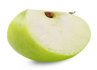 Wall Mural - apple isolated set. one slice of ripe green apple on a white background.