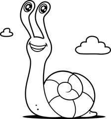 Wall Mural - Cute snail coloring page vector cartoon illustration