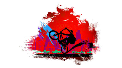 Wall Mural - BMX rider, active young person doing tricks on a bicycle