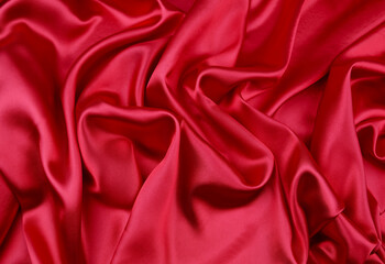 Wall Mural - Red silk fabric texture