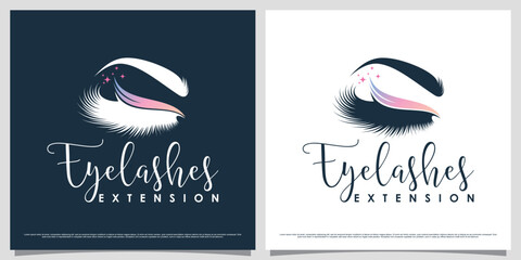 Wall Mural - Eyelash logo design template for beauty salon with creative element concept