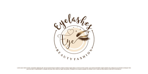 Wall Mural - Luxury eyelashes logo design template for makeup salon with creative element concept