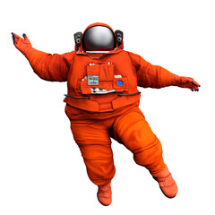 Wall Mural - astronaut with red suit, expedition to mars, transparent background
