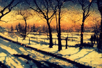 Wall Mural - Bokeh winter background