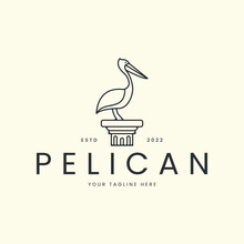 Pelican Bird Line Art Logo Vector Template Illustration Design