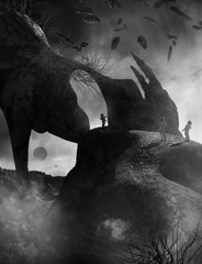 Wall Mural - astronauts on alien planet, 3d illustration