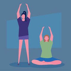 Poster - young girls practicing yoga