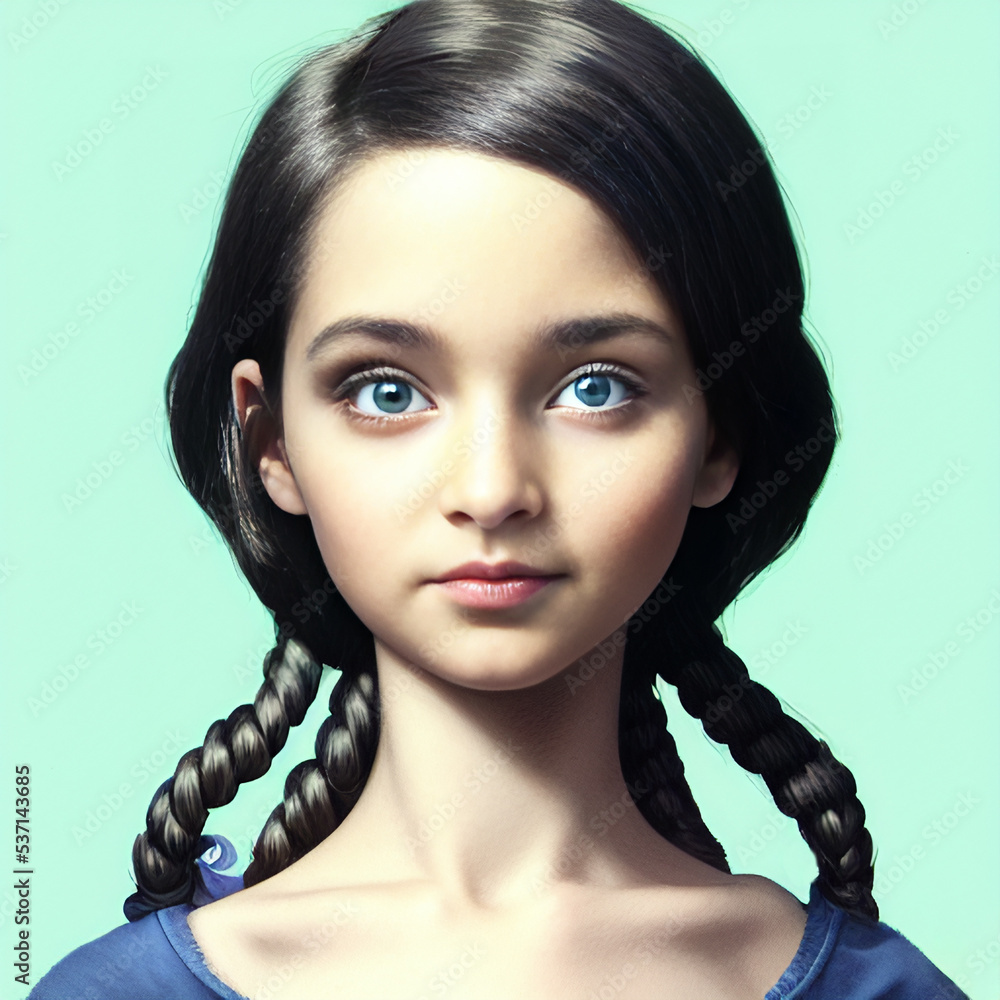 Cartoon female character, young girl. Model released and custom trained ...