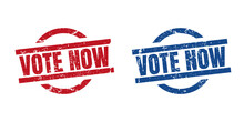 vote now stamp. vote now round isolated sign. vote now label set