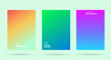 Wall Mural - Color gradient background geometric, halftone, pattern, vector, abstract, trendy line graphic design. Simple minimal elements in halftone color gradient, modern, posters set.