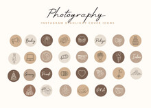 Set Of Photographer Photography Studio Icons For Instagram Story Highlight Covers