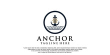 Simple Anchor  Logo Design For Boat Ship Navy Nautical Transport Premium Vector