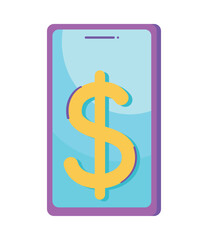 Wall Mural - dollar symbol in smartphone