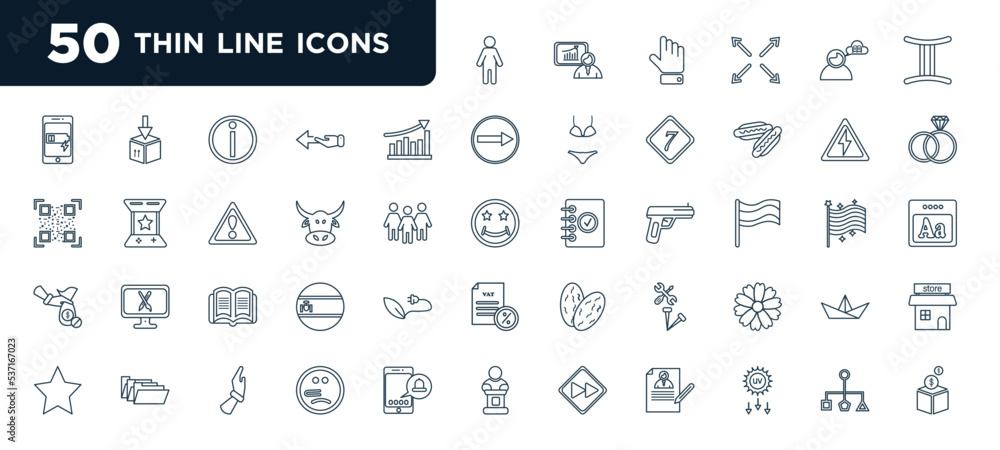 set of most common used 50 web icons in outline style. thin line icons ...