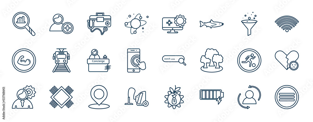 set of most common used web icons in outline style. thin line icons ...