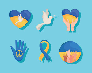 Sticker - six ukraine peace icons