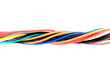 © Parichart - multi colored wires cable of usb and adapter into a curve or angle.isolated on white background.Electronic Connector.Selection focus.
