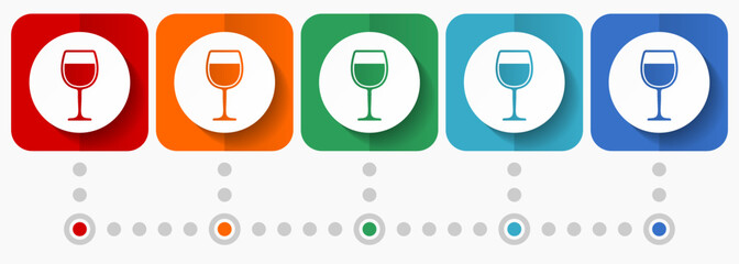 Fototapete - Alcohol vector icons, infographic template, set of flat design drink symbol