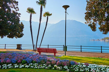 Sticker - Landscaping of lakeside park on Lake Maggiore, Locarno, Switzerland