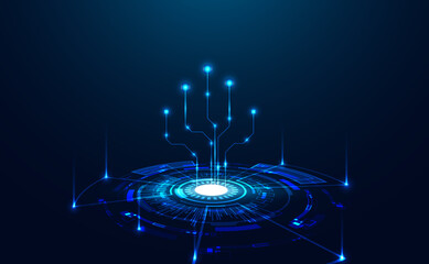 Wall Mural - abstract circle digital circuit concept light circle network connection blue digital copy space for 
