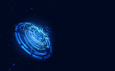 Wall Mural - abstract circle digital circuit concept light circle network connection blue digital copy space for 