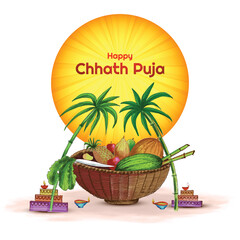 Wall Mural - Beautiful happy chhath puja festival card background