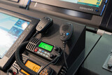 Fototapeta Pomosty - Vessel Nautical Navigational control panel and vhf radio