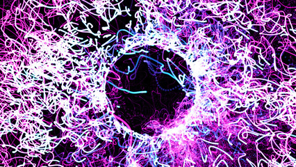 Wall Mural - 3D rendering cosmic energy strings. Energy flows in the form of thin bright elements