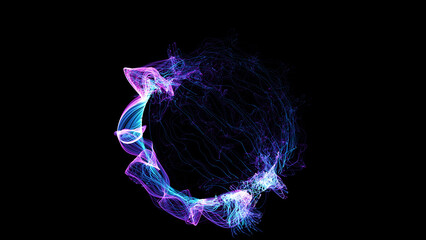 Wall Mural - 3D rendering cosmic energy strings. Energy flows in the form of thin bright elements