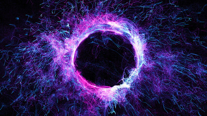 Wall Mural - 3D rendering cosmic energy strings. Energy flows in the form of thin bright elements