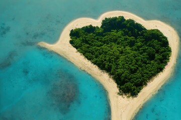 Wall Mural - Heart shaped island
