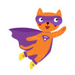 The fairy tale hero Cat in Boots. The superhero flies. Cartoon style illustration