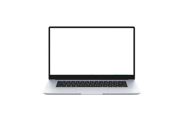 Poster - Laptop front view on desk transparent. Isolated background and display