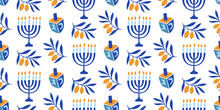 Happy Hanukkah Seamless Pattern