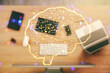 © Pixels Hunter - Double exposure of creative artificial Intelligence symbol with modern laptop on background. Neural networks and machine learning concept