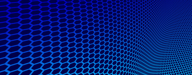 Hexagons pattern in 3D perspective vector abstract background, technology theme network and big data image.