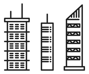 Wall Mural - Skyscrapers in linear style. High big city buildings