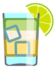 Sticker - Summer cocktail icon. Fresh citrus slice on cold drink glass