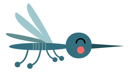 Poster - Flying mosquito character in childish cartoon style