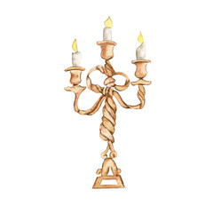 Hand-drawn vintage candlestick from a fairy tale