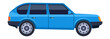 Blue station wagon. Side view car icon