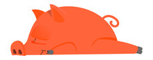 Lazy Pig Resting. Cute Cartoon Sleeping Animal