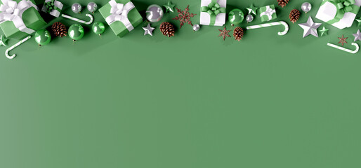Wall Mural - christmas background with christmas decoration - 3d rendering