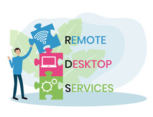 RDS - Remote Desktop Services Acronym, Business Concept Background. Vector Illustration For Website Banner, Marketing Materials, Business Presentation, Online Advertising.