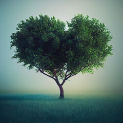 Wall Mural - heart shaped tree