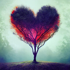 Wall Mural - heart shaped tree